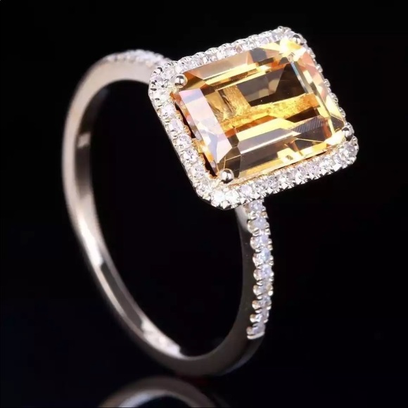 New Luxury 925 Silver Beautiful Women’s Citrine Ring - Picture 2 of 6